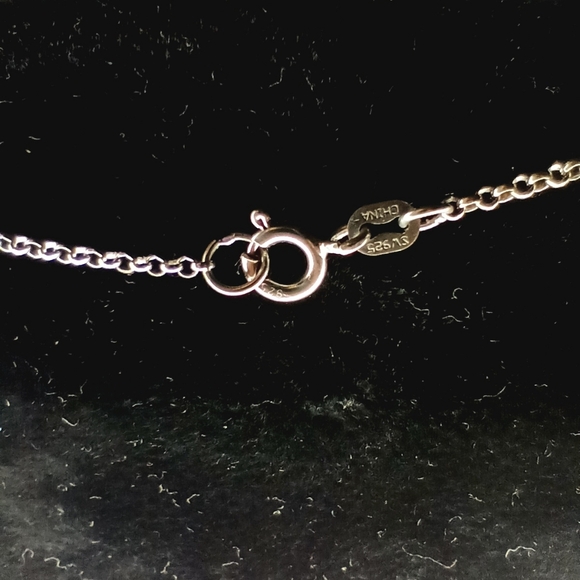 Rhodium Plated/Sterling Silver Round Diamond Simulant Pendant - Picture 6 of 6